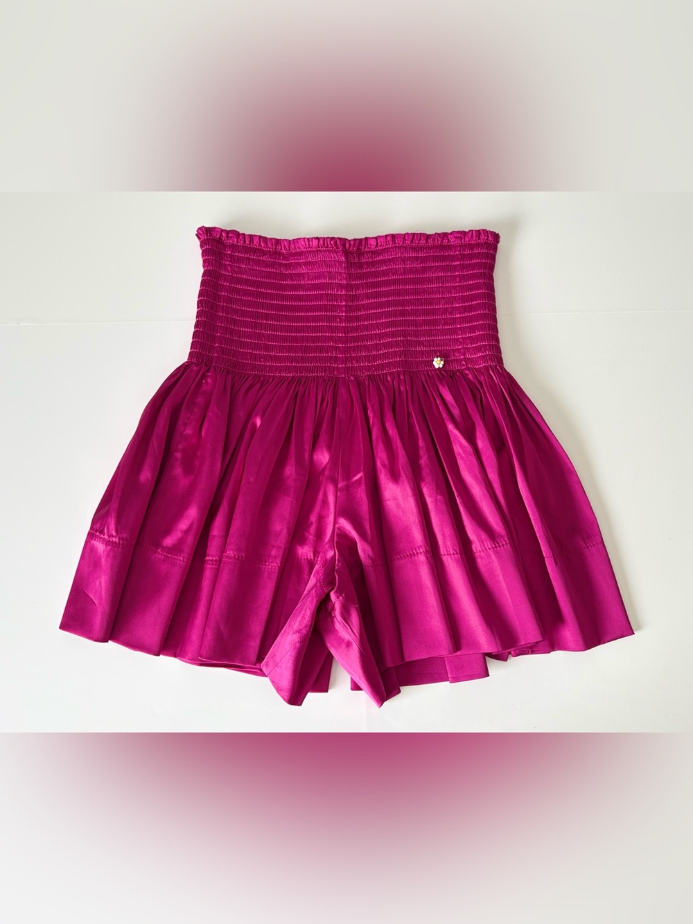 Natural Life Hot Pink Smocked Flowy Shorts XS Satin Boho Festival